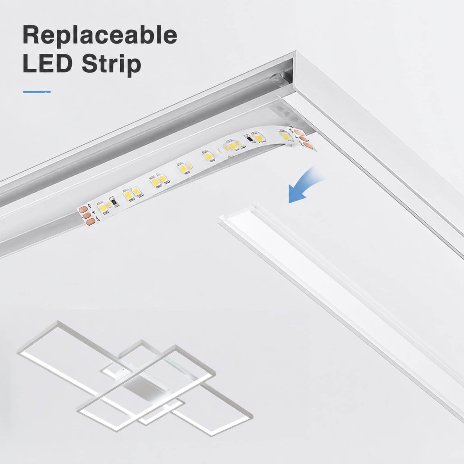 Plafonnier LED 54W, dimmable avec télécommande pour le salon