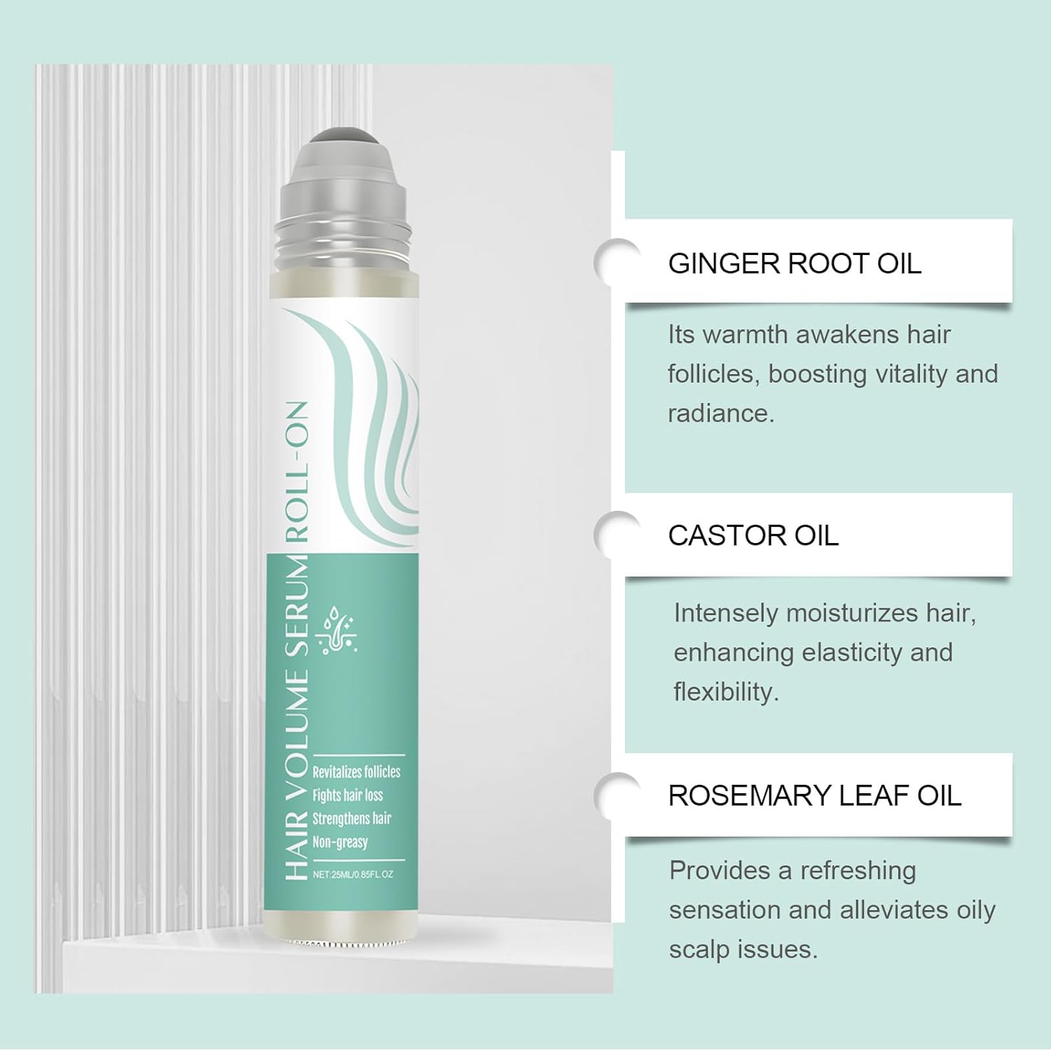 Hair Growth Serum Roll-On | Blend with 3% Rosemary, 3% Redensyl, 2% AnaGain, Biotin & Niacinamide | Leave-In, Fast Absorbing | For Thinning Hair & All Hair Types (Pack of 2, 0.85 Fl Oz Each) - Image 3