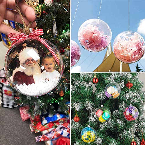 Guuozzli 15 Pack Clear Fillable Ornaments Ball Clear Plastic Fillable Ball Ornament,100mm Transparent Ball for New Years Present Holiday Wedding Party Home Decor - Thumbnail 3