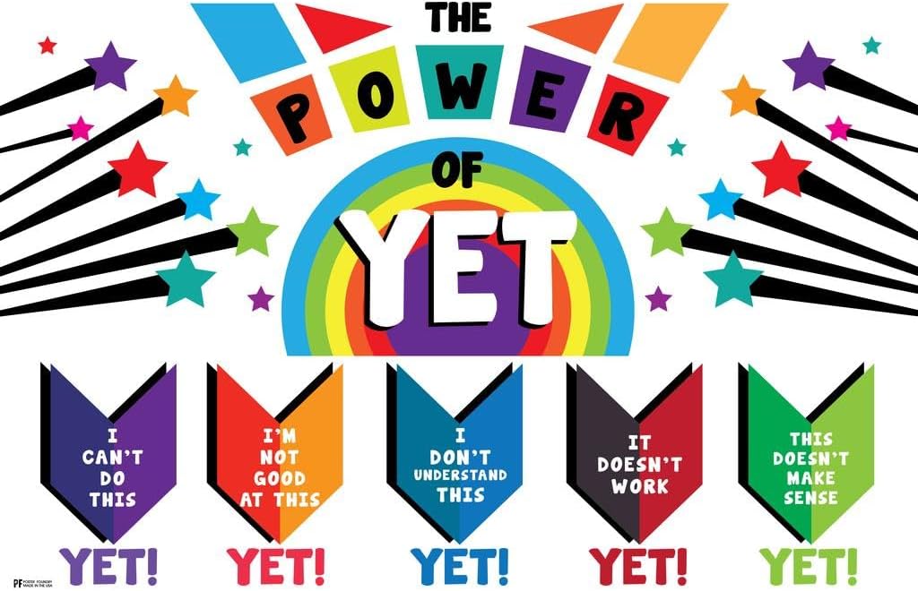 The Power Of Yet Poster For Classroom Growth Mindset Kids Motivational School Motivation Cool Wall Art Print Poster 24x36