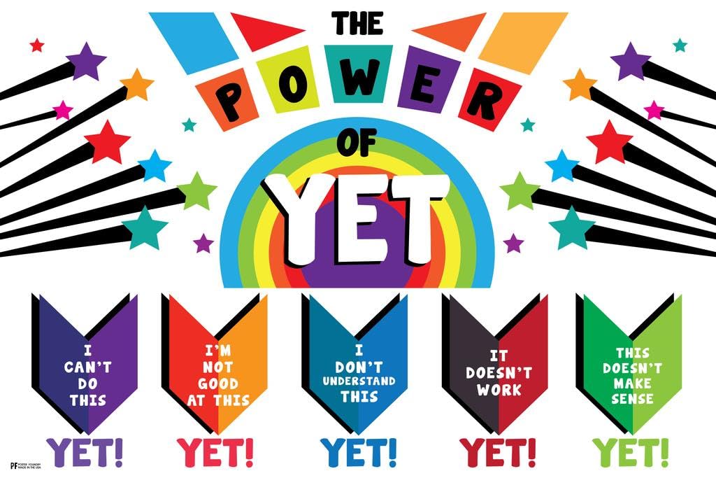The Power Of Yet Poster For Classroom Growth Mindset Kids Motivational School Motivation Cool Wall Art Print Poster 16x24
