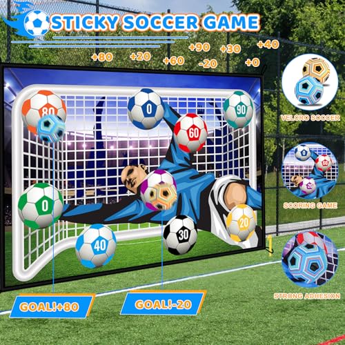 Image of Nazano Soccer Ball Game Set for Kids, Indoor Outdoor Backyard Toss Soccer Goal Game with 2 Balls, 1 Flannel Target, Soccer Toys for 4 5 6 7 8 Years Old Kids Birthday
