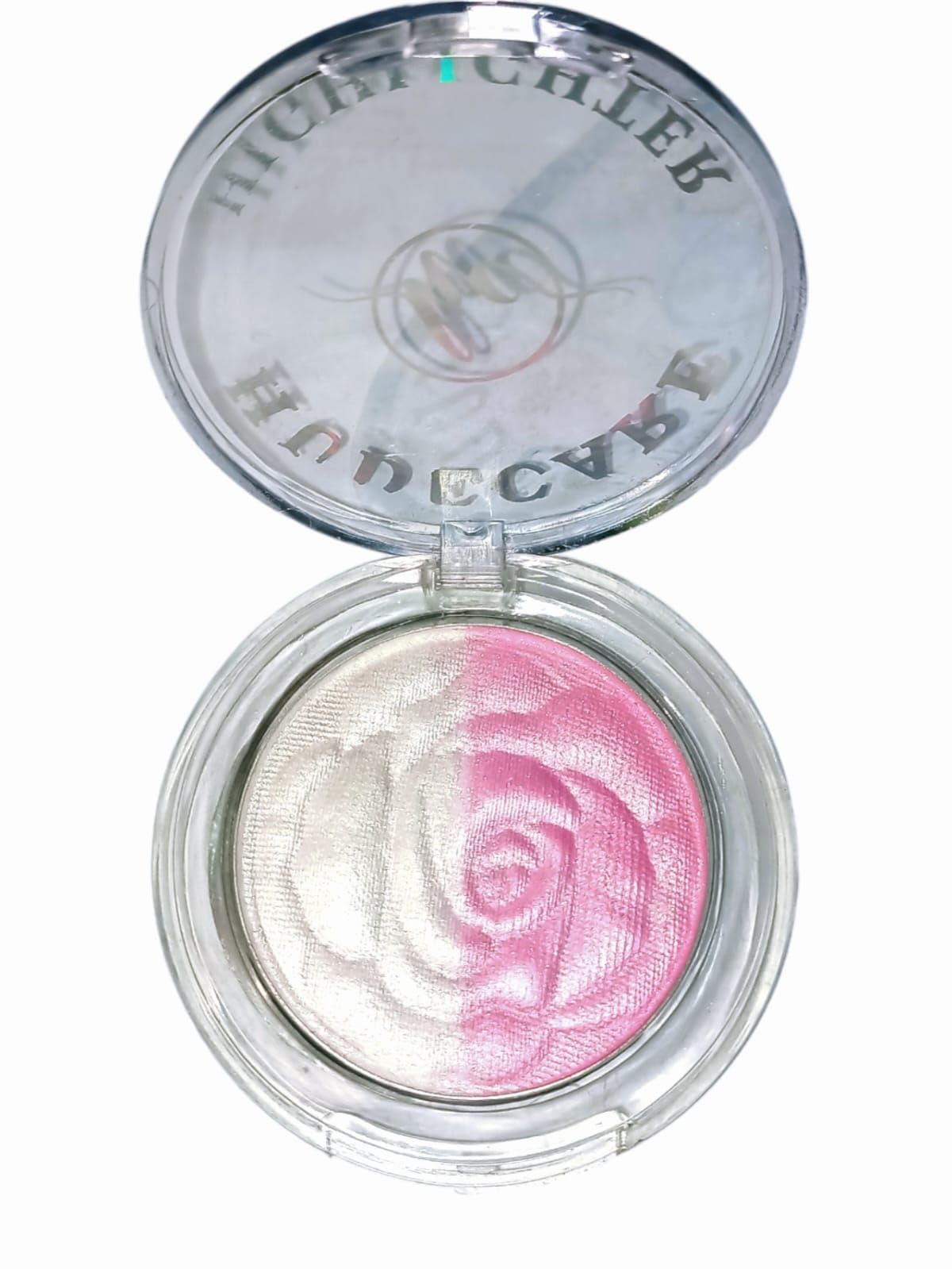 Hudecare Professional Illuminator Ultra Smooth Shine Waterproof Face Highlighter Easy-To-Blend Shimmery Powder for Perfect Face Makeup whitte & light pink-image-3