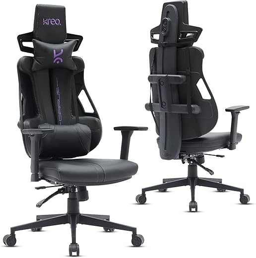 Kreo Cirrus Gaming Chair Ergonomic Design Premium Fabric & PU Leather with Adjustable Neck & Lumbar Support, 3D Armrests, and Durable Metal Base…