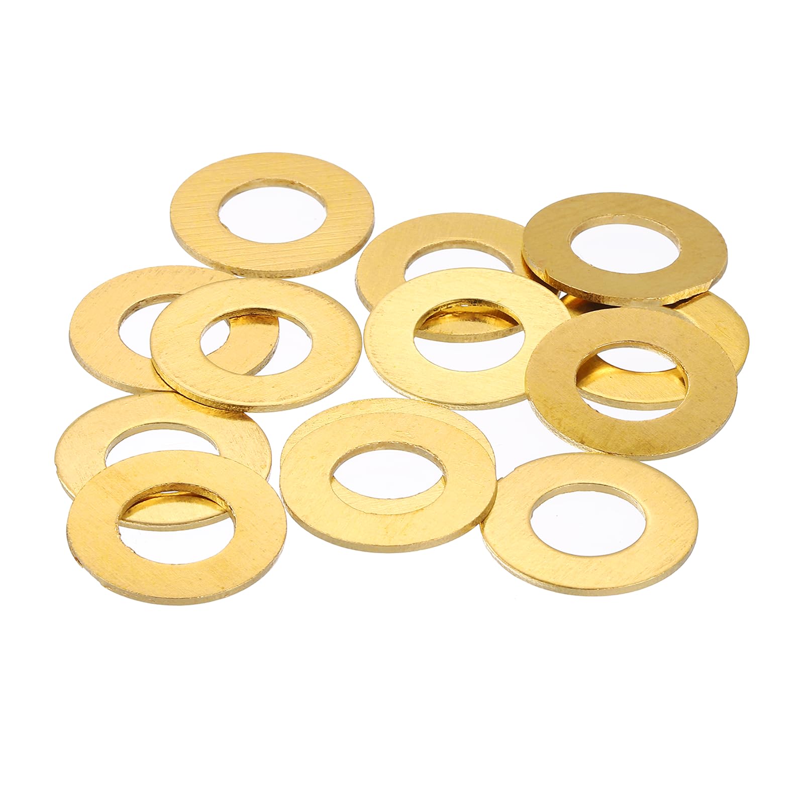 PATIKIL M10 Flat Washers, (20mm OD 1.5mm Thickness, Golden) (16 Pcs), Brass Metric Sealing Gasket Ring Crush Washer Spacers for Faucets/Garden/Bolts/Screws/Hose Pipe