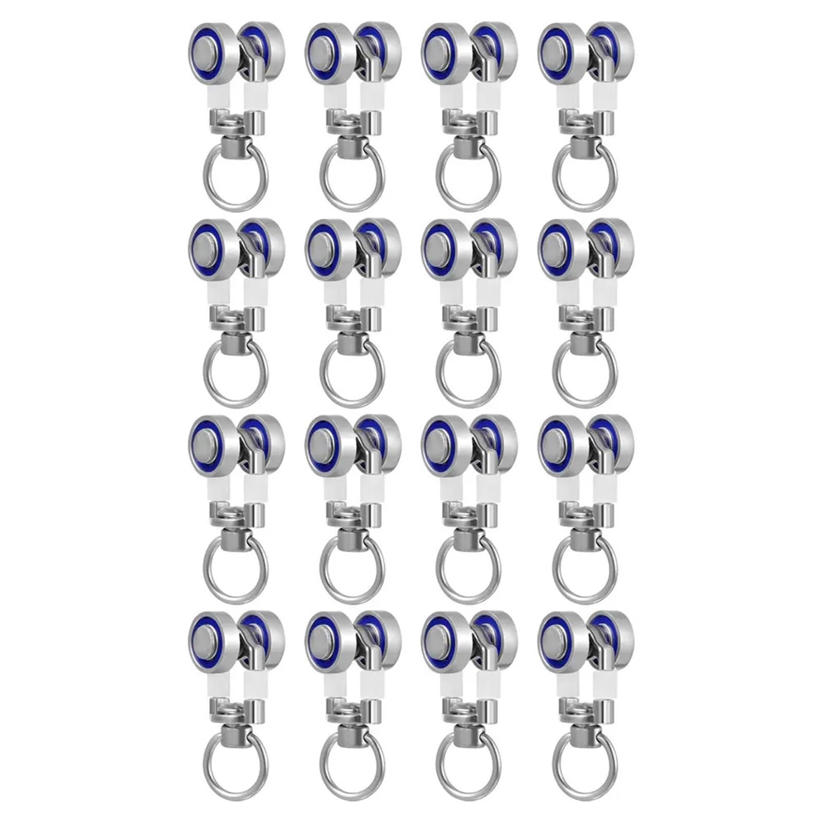 Curtain Track Glider Rollers 16pcs Curtain Track Rollers Silent Pulley Hooks Drapery Runner Slider Rail Gliders Metal Bearing Wheel For Window for Shower Curtain