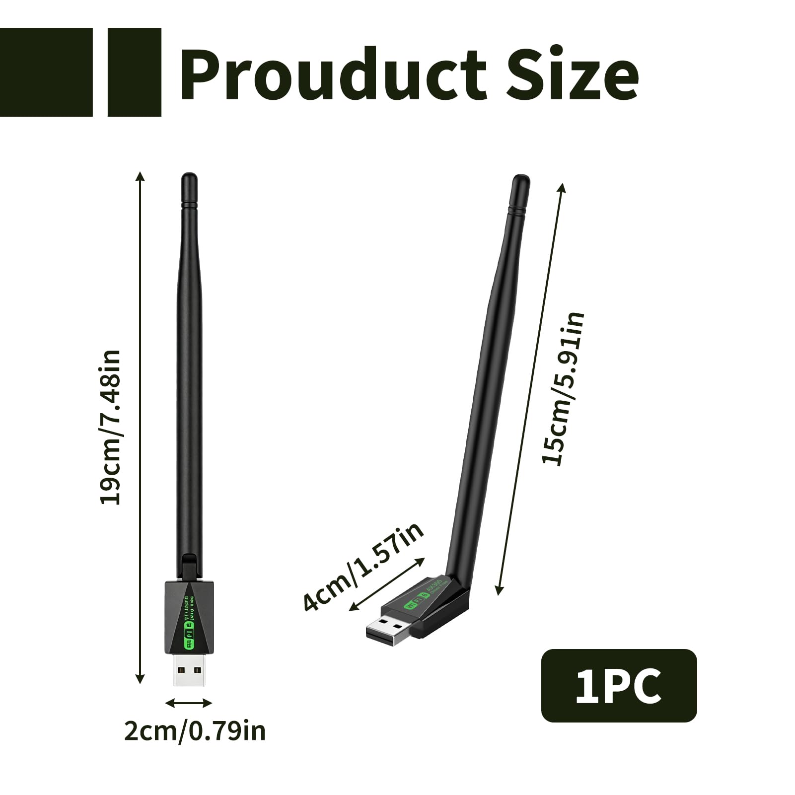 WLAN-Antenne, USB, WLAN-Stick, 6 AX900 USB mit Bluetooth 5.4, WLAN-Adapter, Dual Band 2,4 GHz, 5 GHz, bis zu 900 Mbps, WLAN-Dongle mit 6dBi-Antenne, niedrige Latenz, AP-Modus, kompatibel mit Windows
