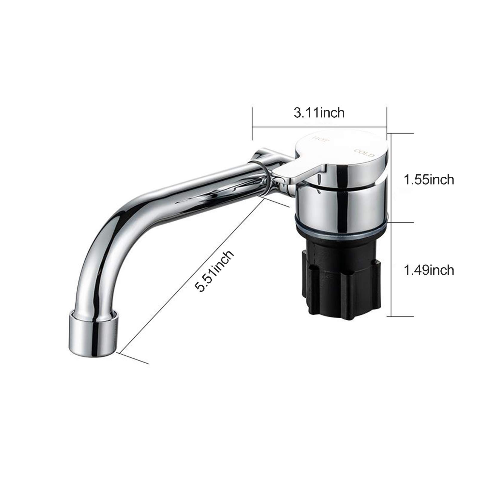 Rubinetto pieghevole per camper – girevole a 360° – acciaio inox – lucido – argento metallizzato – rubinetto da cucina con tubo di ingresso acqua fredda e calda – roulotte, barche, camper