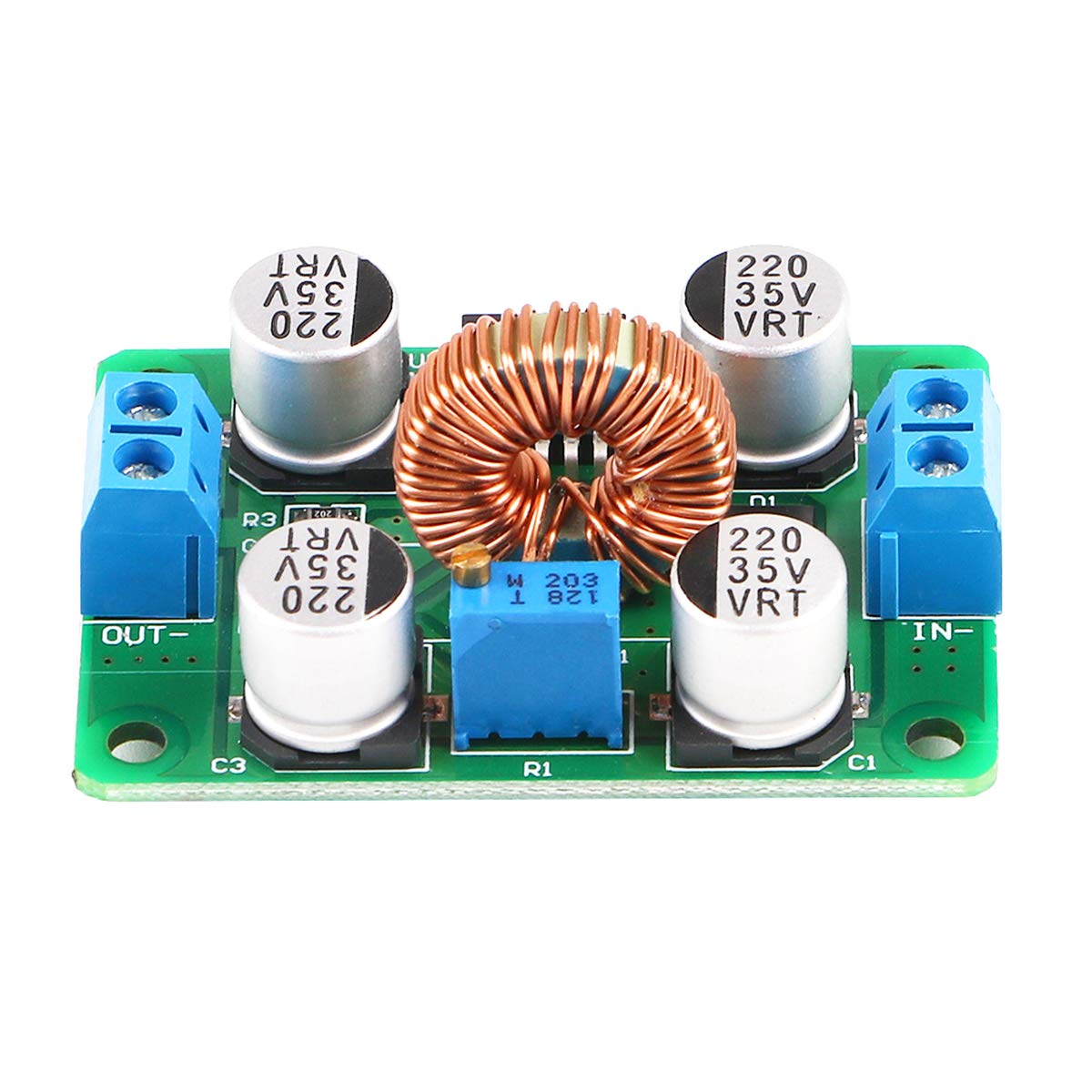 DC DC Boost Verstelbare Step Up Converter 3 tot 35V 5V tot 45V Spanningsregelaar Voedingsmodule 5A Volt Transformator Printplaat met goed gedragen koelplaat