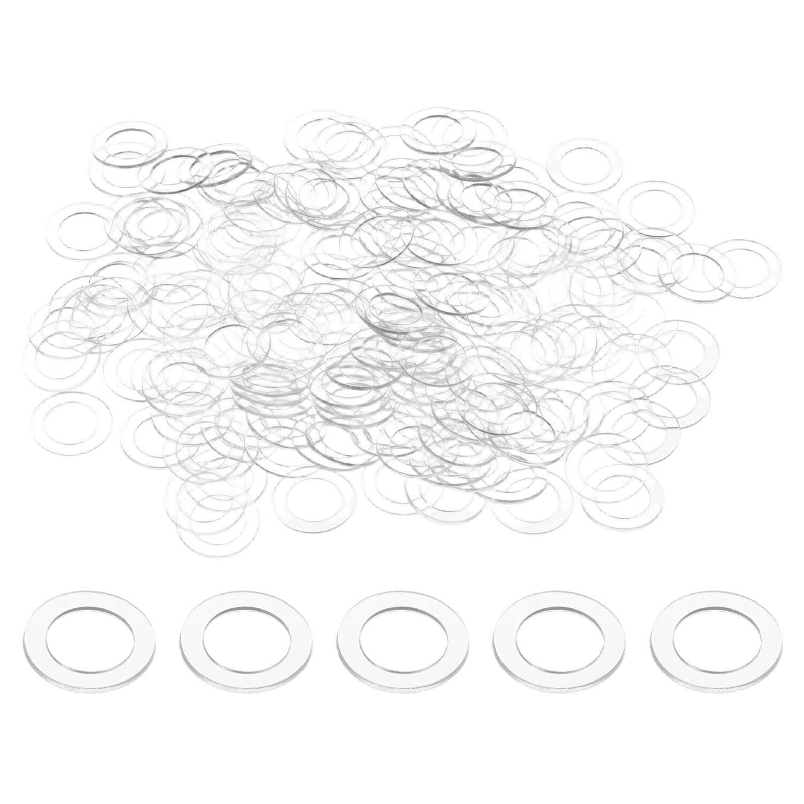 M METERXITY 200-Pack M10 PVC Flat Washers, 10mm ID 15mm OD 1mm Thick Clear Plain Plastic Washer Grommets for Door Handle/Automotive/Bathroom Hardware Replacement, Sealing Spacer Gasket Ring