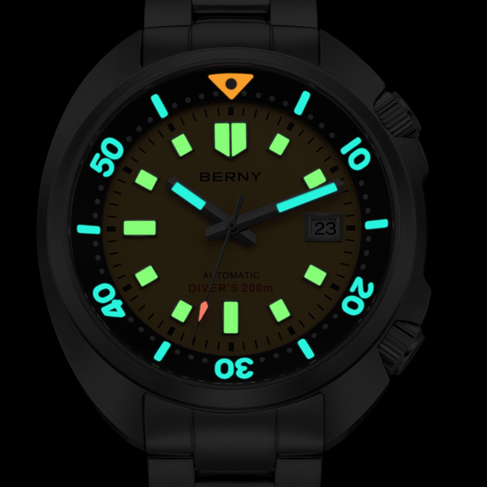 BERNY Relojes Hombres Reloj Automático 20ATM Reloj De Buceo Impermeable Reloj De Pulsera Mecánico Analógico para Hombres con Recubrimiento AR Súper Luminoso Lente De Zafiro Relojes De Moda