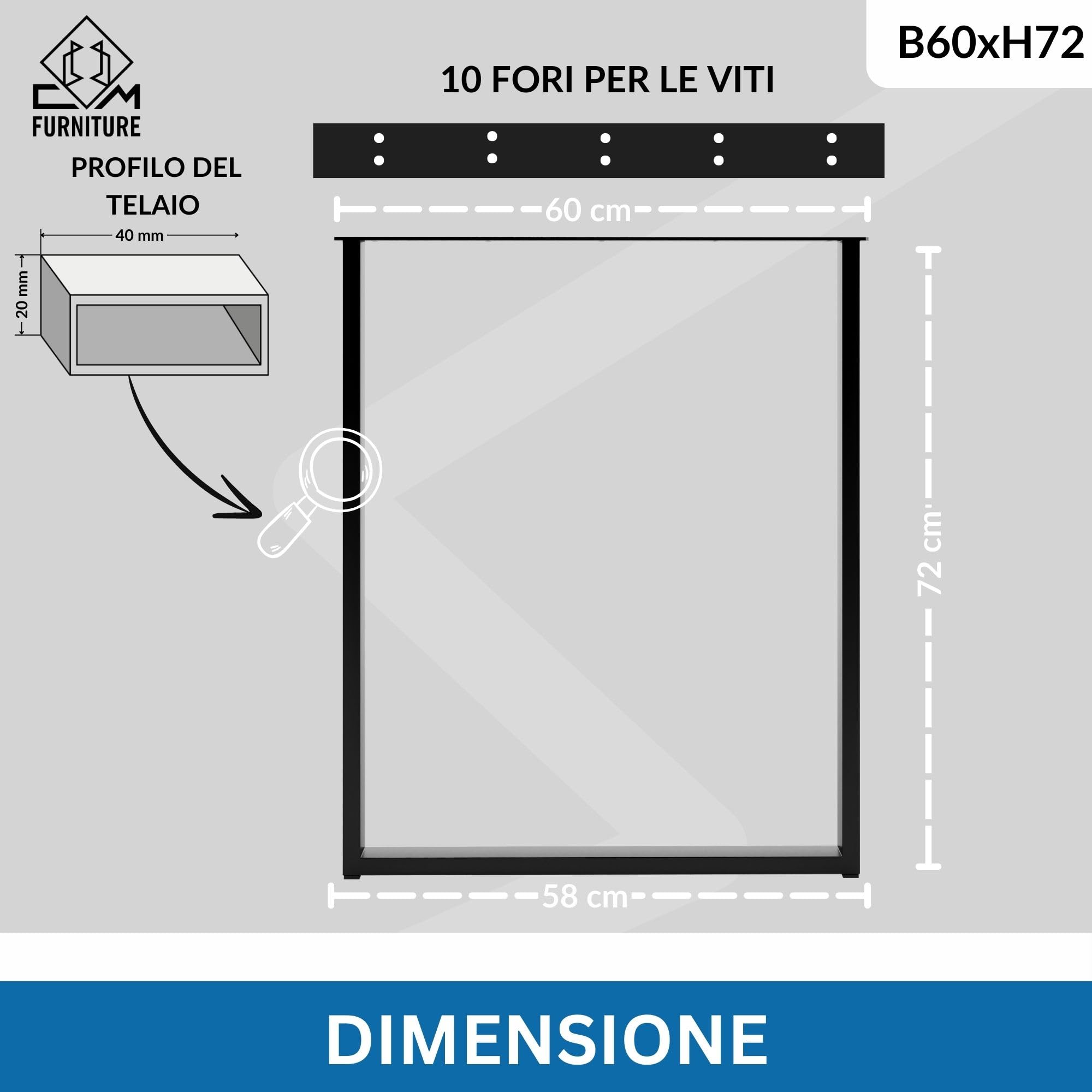 Gambe per Tavolo Nero Gambe Scrivania Set Due per Tavolo/Tavolino Piedi Per Tavola in Ferro Set di 2 Piedi Quadrate 72x60 cm Robuste Moderno Struttura per da Pranzo Scrivania Panca