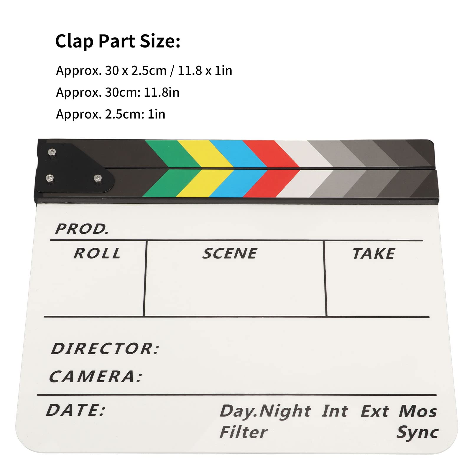 Film Clap Board, 11,8 X 9,8 Cala Akrylowy Zestaw Clapboard dla Reżyserów Filmowych, Magnetyczna Gumka do Tablicy, Rekwizyty Filmowe Clap Board do Narzędzia Fotograficznego