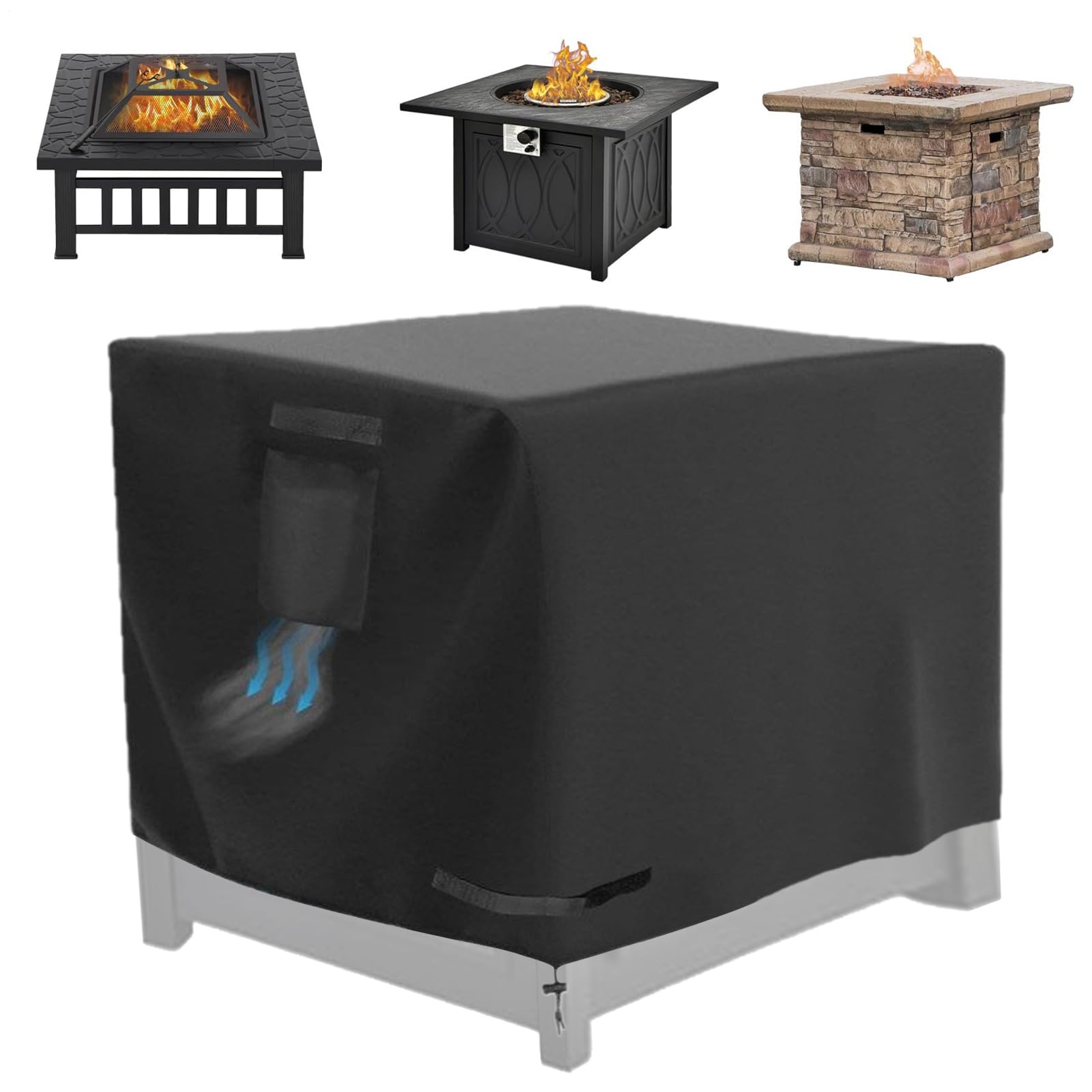 Square Fire Pit Cover,30 Inch Waterproof Protector,Fire Pit Protector - for Patio Porch Indoor Outdoor Home Courtyard All Seasons