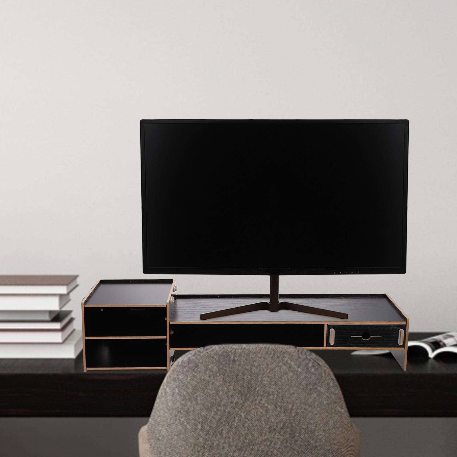 PRETYZOOM Monitorständer mit Schublade Platzsparend und Stabil für Büroschreibtisch Praktische Monitorerhöhung zur Besseren Ergonomie Am Arbeitsplatz