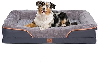 Warenhammer Orthopädisches Hundebett, Luxuriöses Plüsch-Sofa mit Abnehmbarem Bezug, Grau (L) 71 x 58 x 16 cm product image