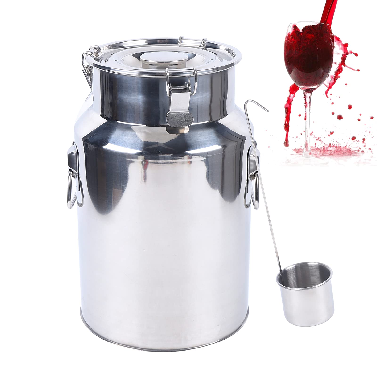 Jarra de leche de acero inoxidable de 18 L, recipiente para leche, cubo de 25 x 40 cm