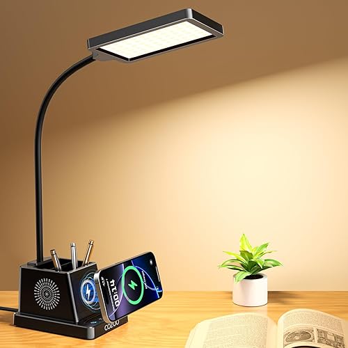 Miniatura 9 de cozoo Lámpara de Escritorio, Lámparas de Escritorio LED para Oficina en Casa con Cargador Inalámbrico de 15W/Organizador, Lámpara de Escritorio para