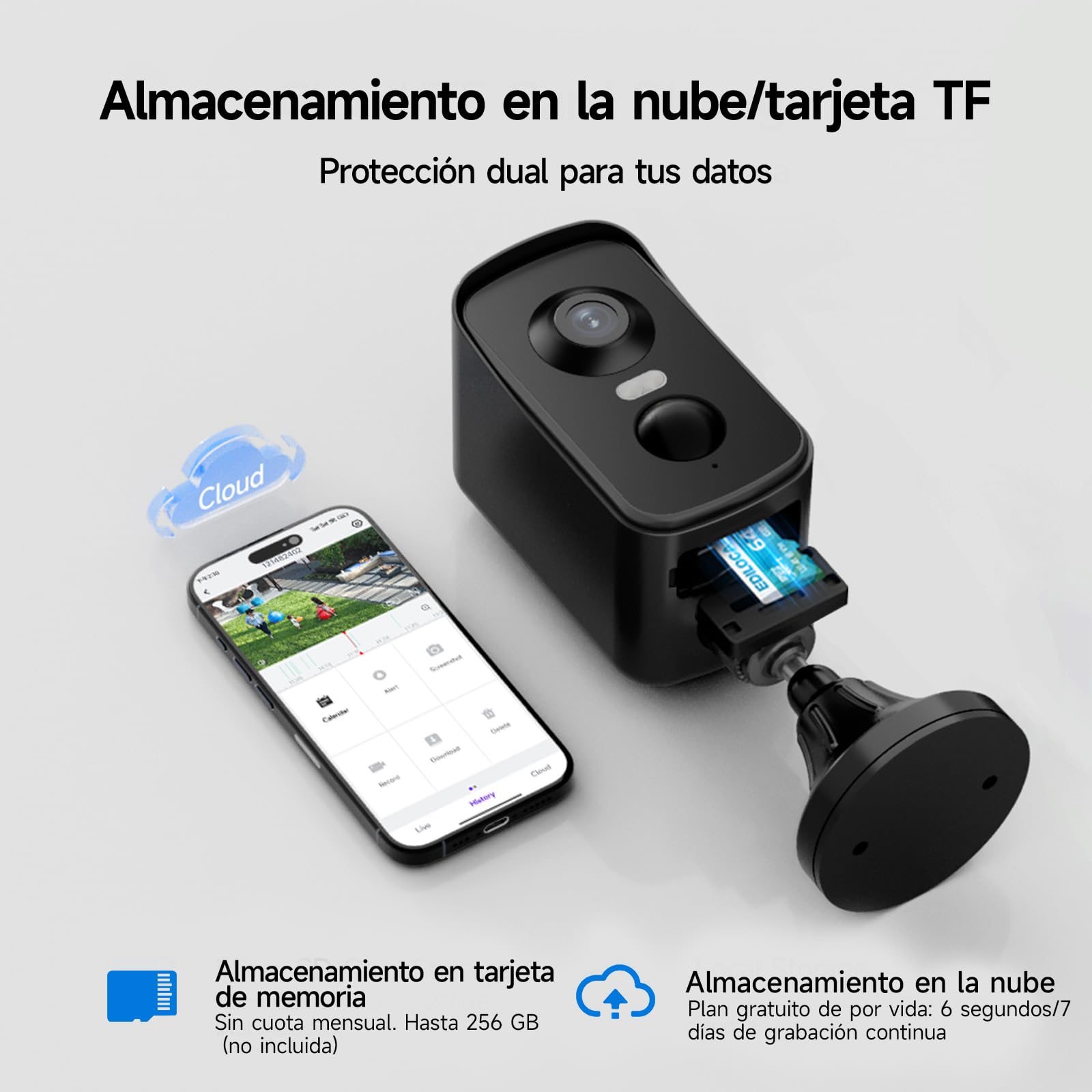 Ediloca Camara Vigilancia WiFi Exterior, Cámara de Vigilancia 2K 3MP con Rotación Horizontal de 300°, Batería Recargable, Detección Humana PIR, Visión Nocturna en Color, Audio Bidireccional, Sirena