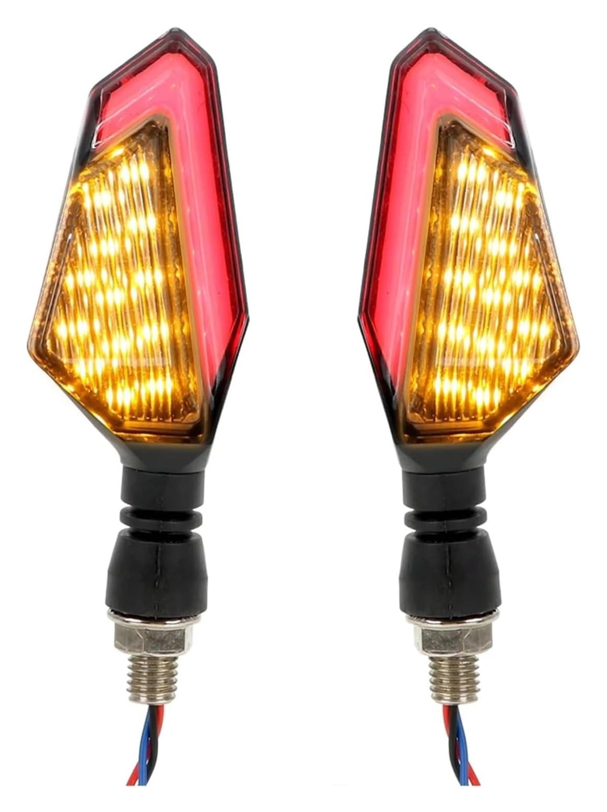 Indicatore Direzione Anteriore 12V 10mm Moto Indicatore di Direzione Luci Lampeggianti(Yellow And Red)