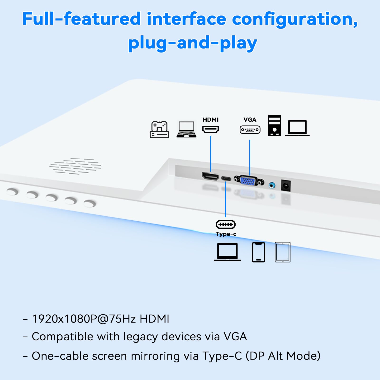 22 inch Touch Screen Monitor with Webcam FHD 1920x1080P Computer Monitor FreeSync HDR HDMI Ports Eye Care Frameless VESA Mount — view 4