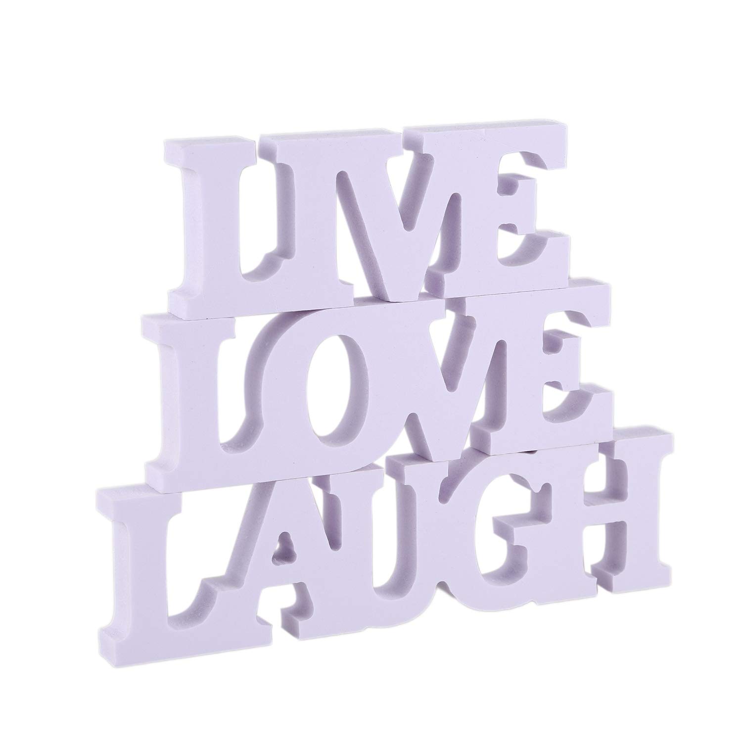 CTRLZS 3pcs LIVE LOVE LAUGH Wooden Letters for Wedding Decoration (White)