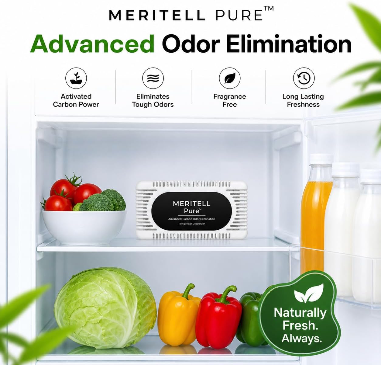 Fridge Deodorizer – Activated Charcoal Refrigerator Odor Eliminator – Long-Lasting Fridge Odor Absorber for Freezer, Cooler & Lunch Box – Baking Soda Alternative