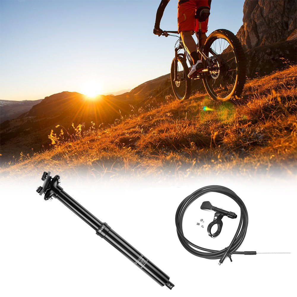 Reggisella Bicicletta,Tubo Sella Telescopico Alluminio con Cavo Controllo Manuale per MTB Bici da Strada BMX (30,9/31,6x395mm/30,9/31,6x345mm)
