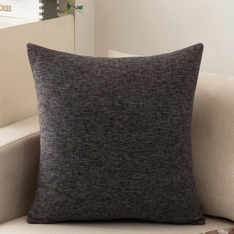 Taies d'oreiller en coton et lin de qualité supérieure, lot de 3 classiques gris foncé