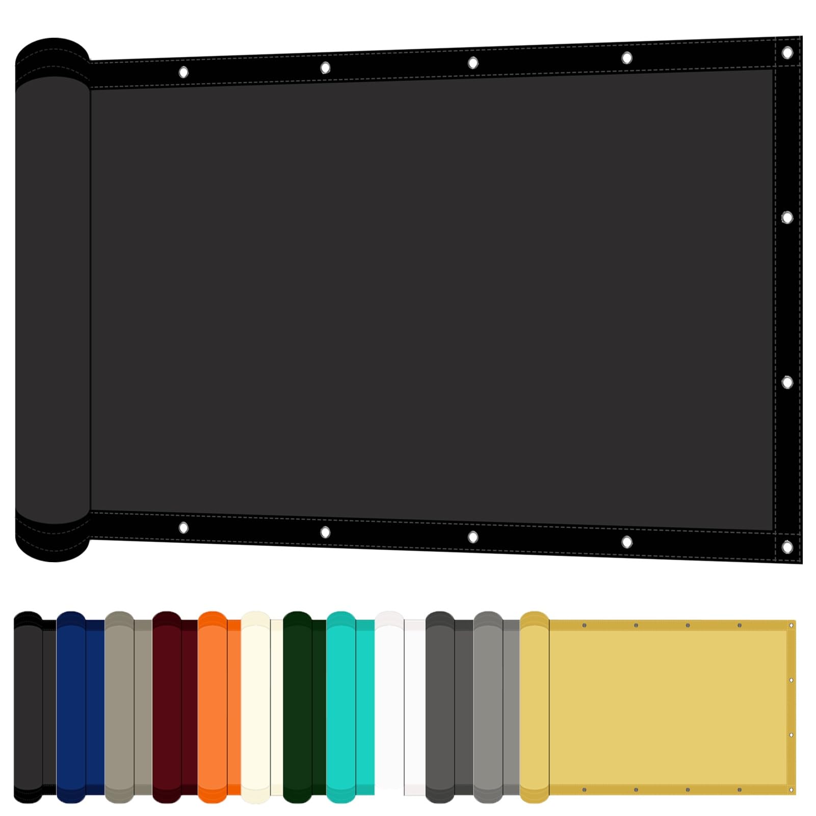 Voile d'ombrage Imperméable 190 x 210 cm UV Protection Voile d'ombrage Terrasse Imperméable Toile Imperméable pour Patio Jardin, Terrasse, Extérieur, Balcon, Noir