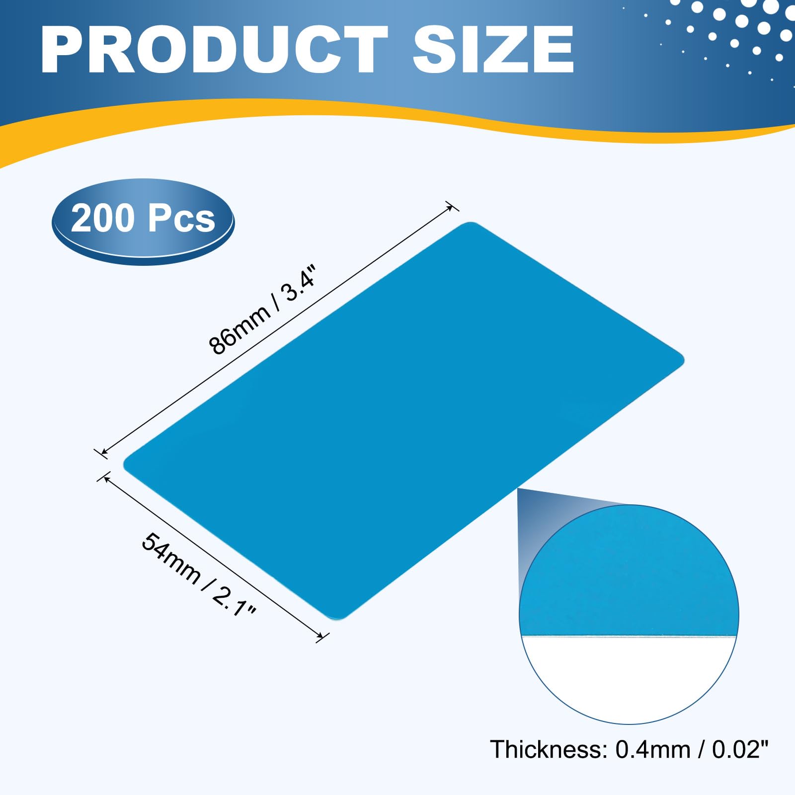 sourcing map 200 tarjetas de visita de metal con grabado láser de aluminio, tarjetas de nombre en blanco (0.4 mm de grosor, azul claro) – Multiusos personalizadas, para grabador láser CNC, impresión