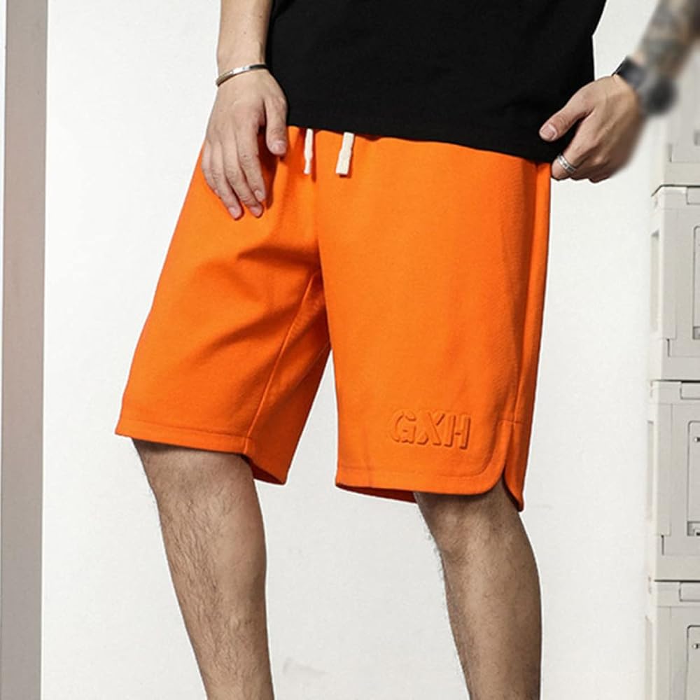 Amazon | [MeipingQu] ハーフパンツ オレンジ色 メンズ ハーフ