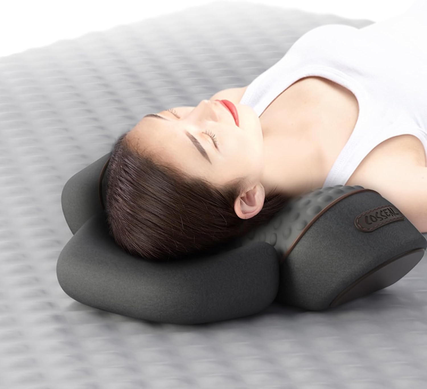 Callixethera Kissen Massage Nackenhöcker, 3 in 1 Zervikales Nackenkissen mit Wärmetherapie, Memory Foam, Ergonomische Kissen für Einschlafhilfe (Schwarz)