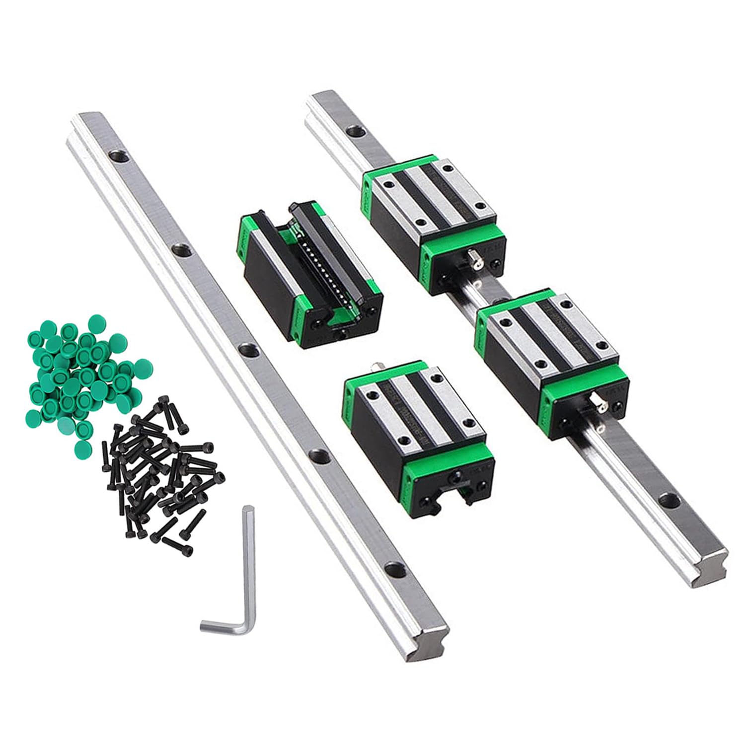 Linear Guide HGR15 400mm Linear Guide Rail Set, Includes 2Pcs HGR15 Linear Rails and 4Pcs HGR15CA Sliding Block High Precision CNC Parts for Automated Machines