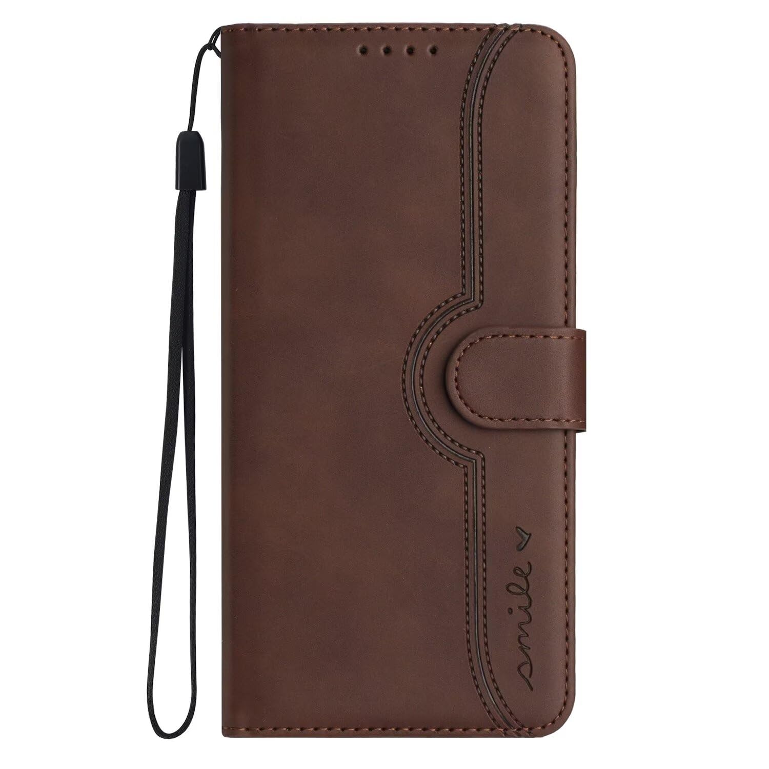 Leather Wallet Case for Huawei Mate 10 Pro Cover,Smiley Patterns Card Slots Kickstand Stand Magnetic Closure Women PU Flip Folio Shockproof Protective Phone Case-Brown