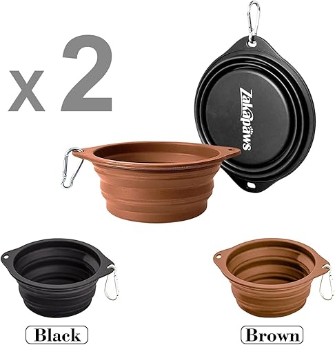 Miniatura 2 de Cuenco de viaje de silicona para perros, paquete de 2 cuencos plegables para mascotas, plegable sin borde de plástico, cuencos de alimentación para