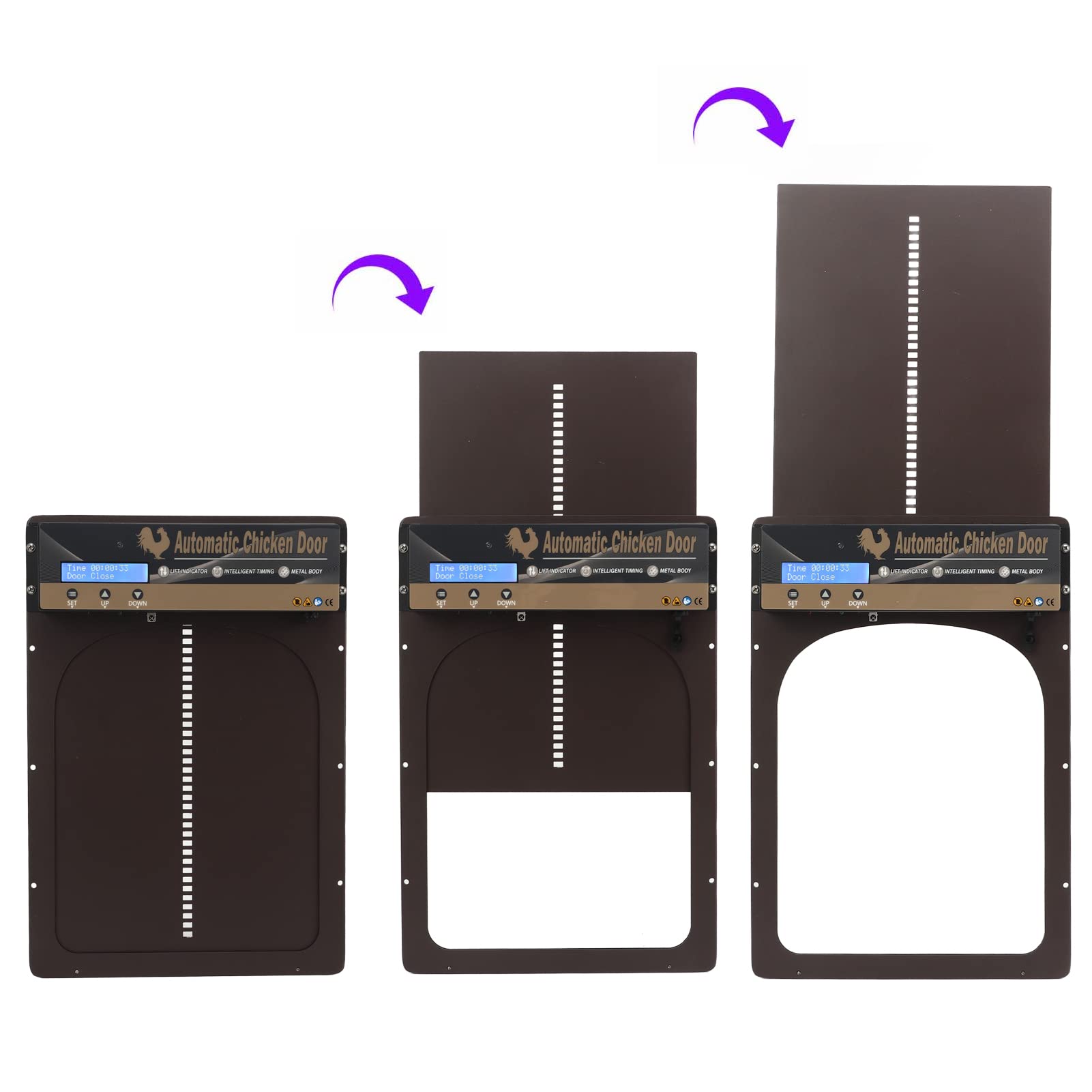 Porta Automatica per pollaio, Porta per polli alimentata a energia Solare/Batteria con Timer, sensore di Luce e Telecomando, apriporta in Alluminio Multi modalità per oche, Anatre, pollame