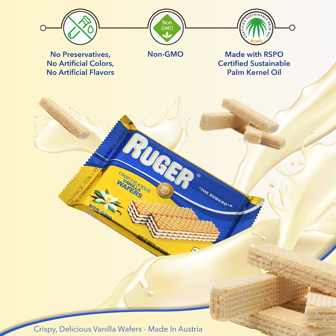 Ruger Wafers Austrian Wafers, Vanilla, 2.125 Ounce (Pack of 48)