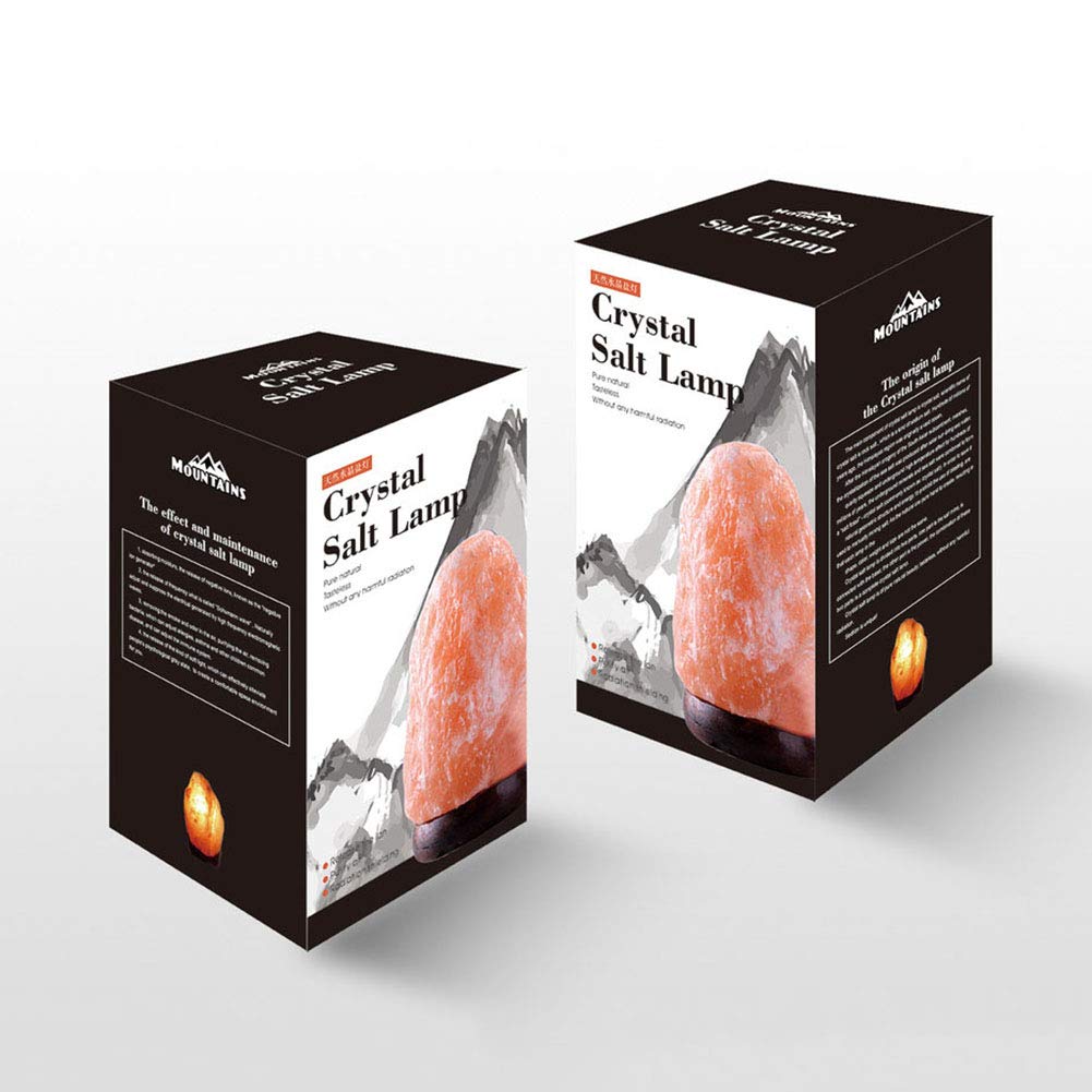 Lámpara de Sal para el hogar, lámpara de Sal Rosa del Himalaya, Cristal de Roca 100% Natural, Base de Madera, luz de Noche para Dormitorio con Fuente de luz