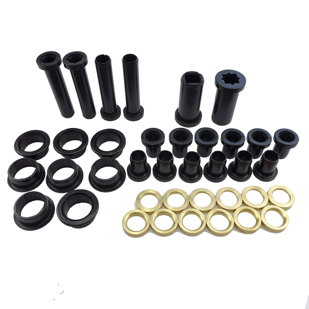 Kit di boccole per braccio a A per sospensioni posteriori, materiale in gomma, adatto per Polaris Sportsman 500 RSE 400 4x4 700, set di distanziali per boccole lunghe inferiori corte, 38 pezzi