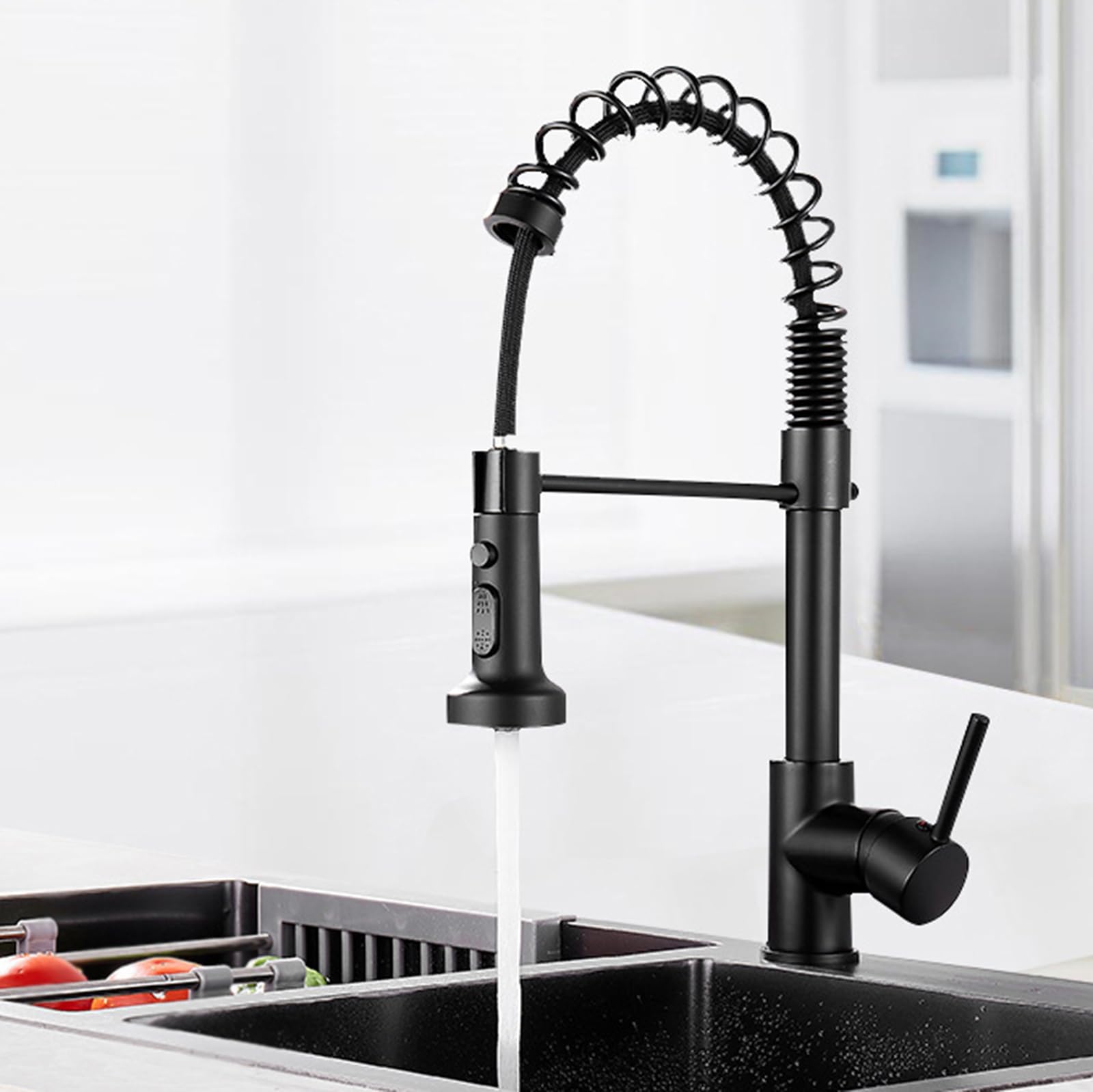 Rotating Kitchen Faucet with Pull-Down Sprayer, 2 Modes, Hot and Cold Water Mixer for Sink Convenience