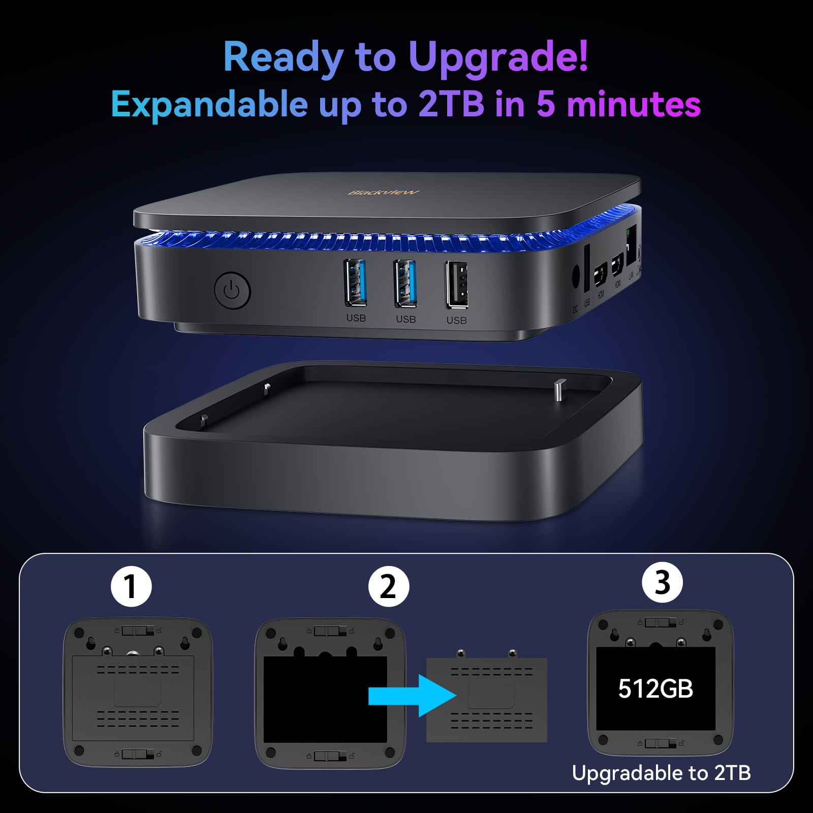 Blackview MP60 Mini PC N150 (Turbo 3.6GHz), Mini Computadores 16GB