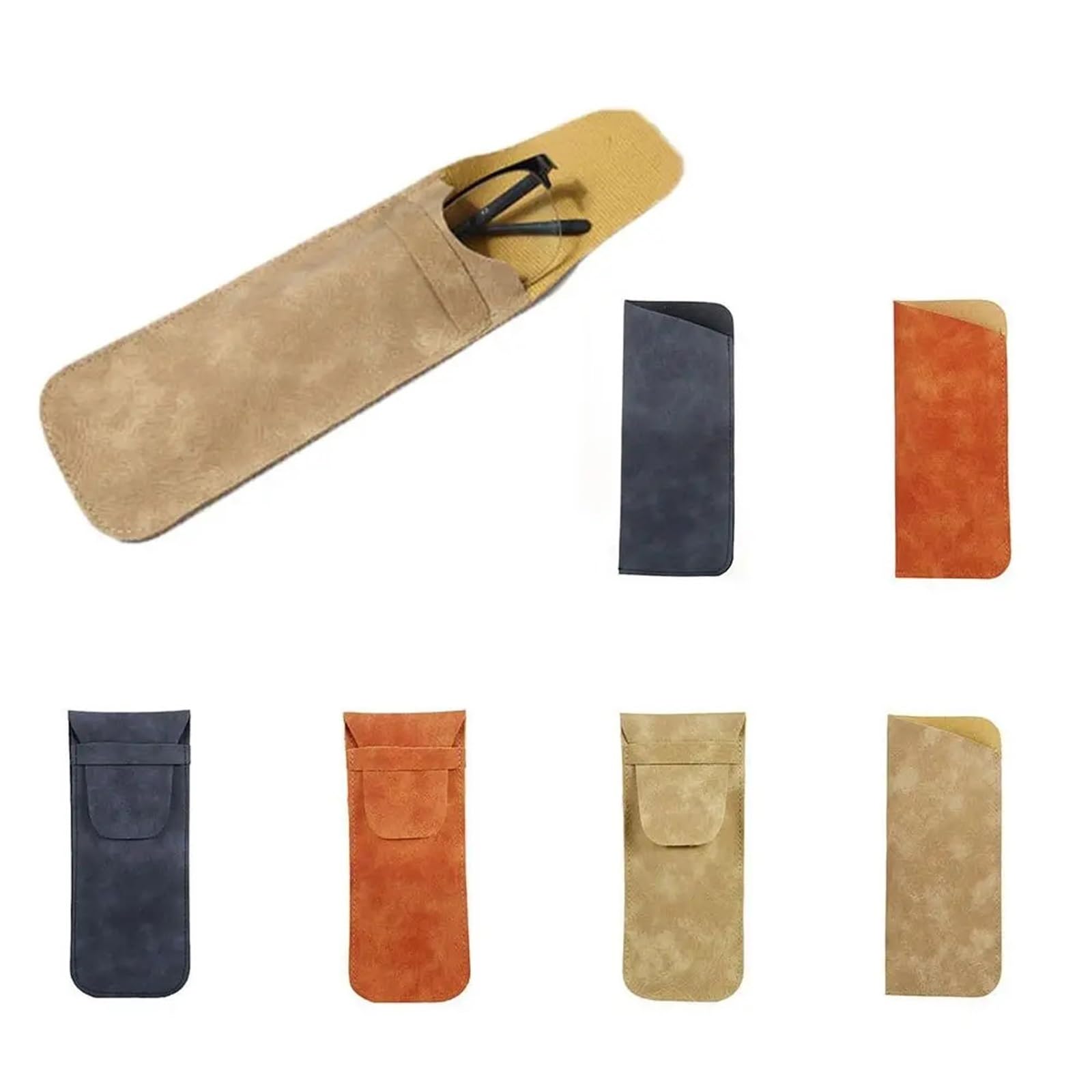 Sonnenbrillen etui Elegante Rechteckige Brillentasche Aus Bezogenem PU-Leder Mit Samtfutter Tragbarer Weicher Brillenhalter For Sonnenbrillen Und Schmuck für Stilvoll Tragbar
