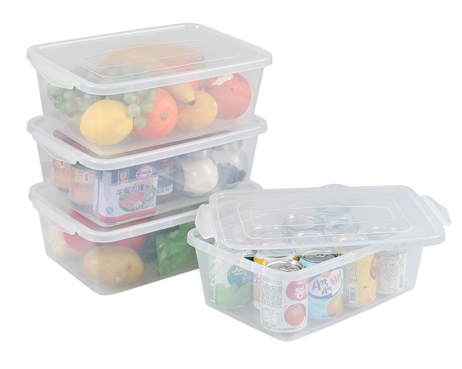 Boîte de rangement transparente à verrouillage contre la poussière 4 pièces