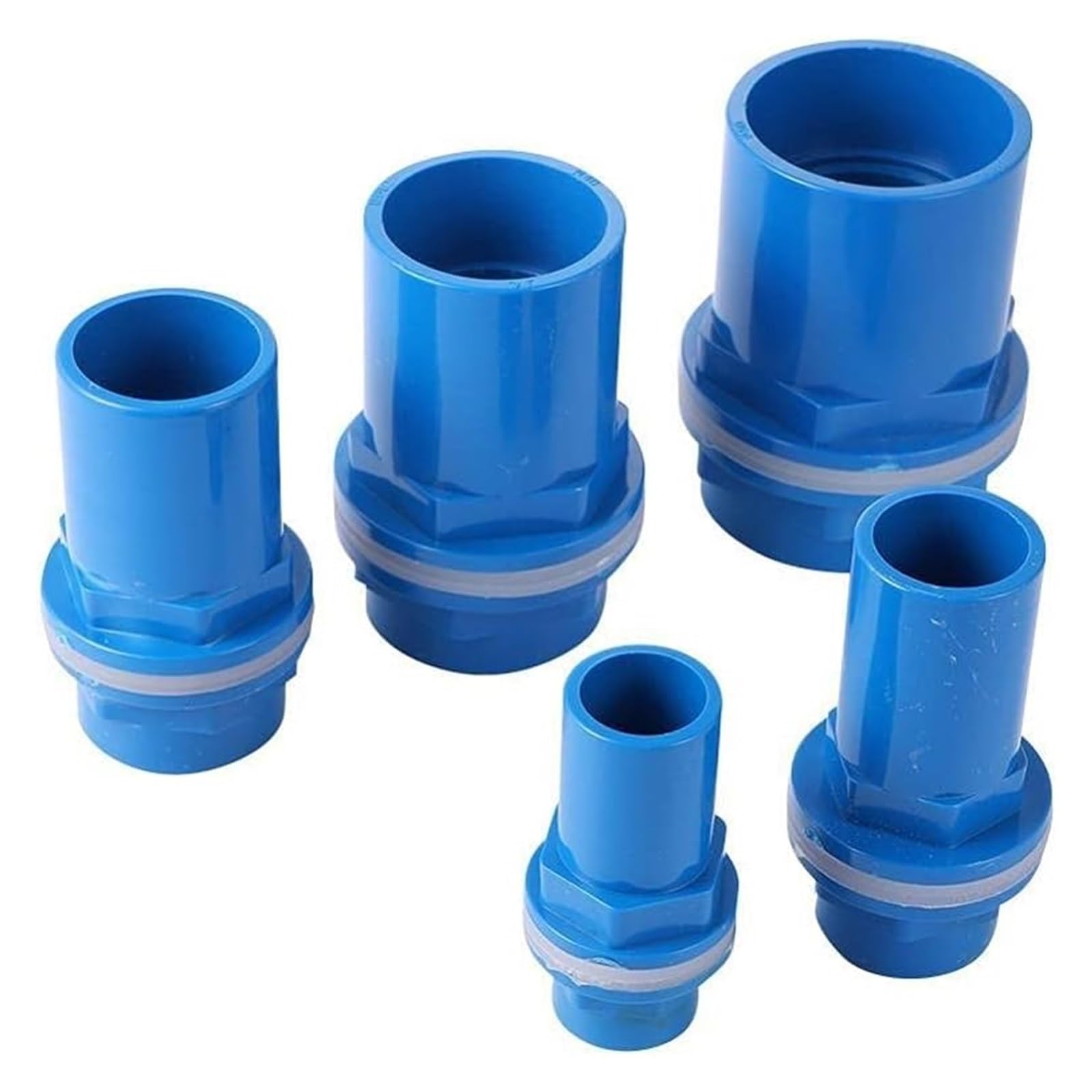 Connettore in PVC, Adattatore connettore tubo 20/25/32/40 / 50Mm Connettore di testa for tubo impermeabile in PVC blu Connettore for tubo di irrigazione da giardino Giunto for acquario Acquario Giunti