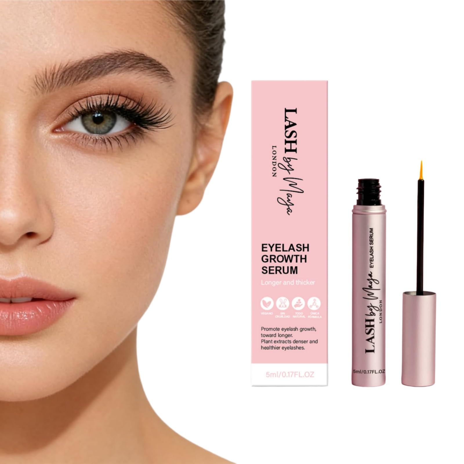 Glowsty Lashes Siero Ciglia London Rosa 2.0 per Ciglia più Lunghe Spesse e Piene