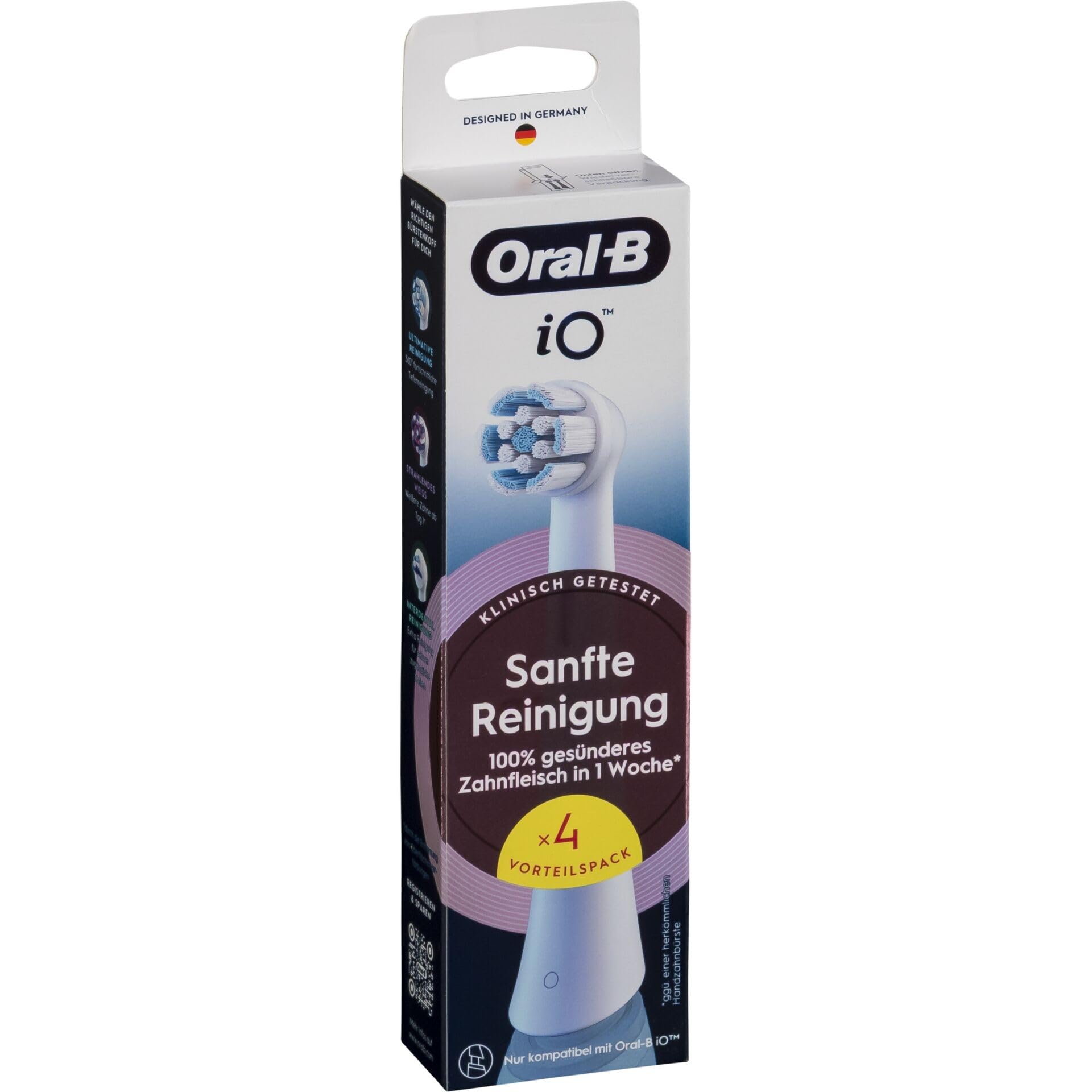 Oral-B iO Original Soft Cleansing Heads for Sensitive Gums - White Pack of 4