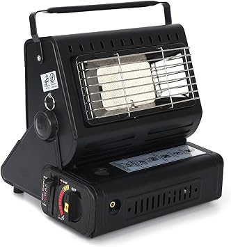 Kavolet Gas Heater with Handle, Portable Warmer Cooking Stove, Butane Gas Winter Room Heater, for Outdoor Camping, Ice Fishing, Room Black