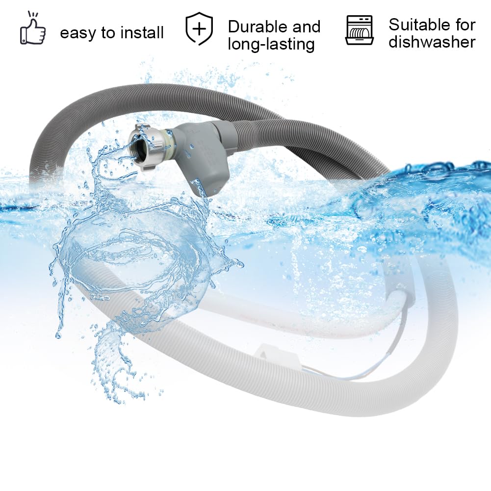 Aquastop Manguera de entrada, 1,85 m, universal, para lavadora, lavavajillas, lavavajillas, manguera de extensión multiusos para tubos de desagüe