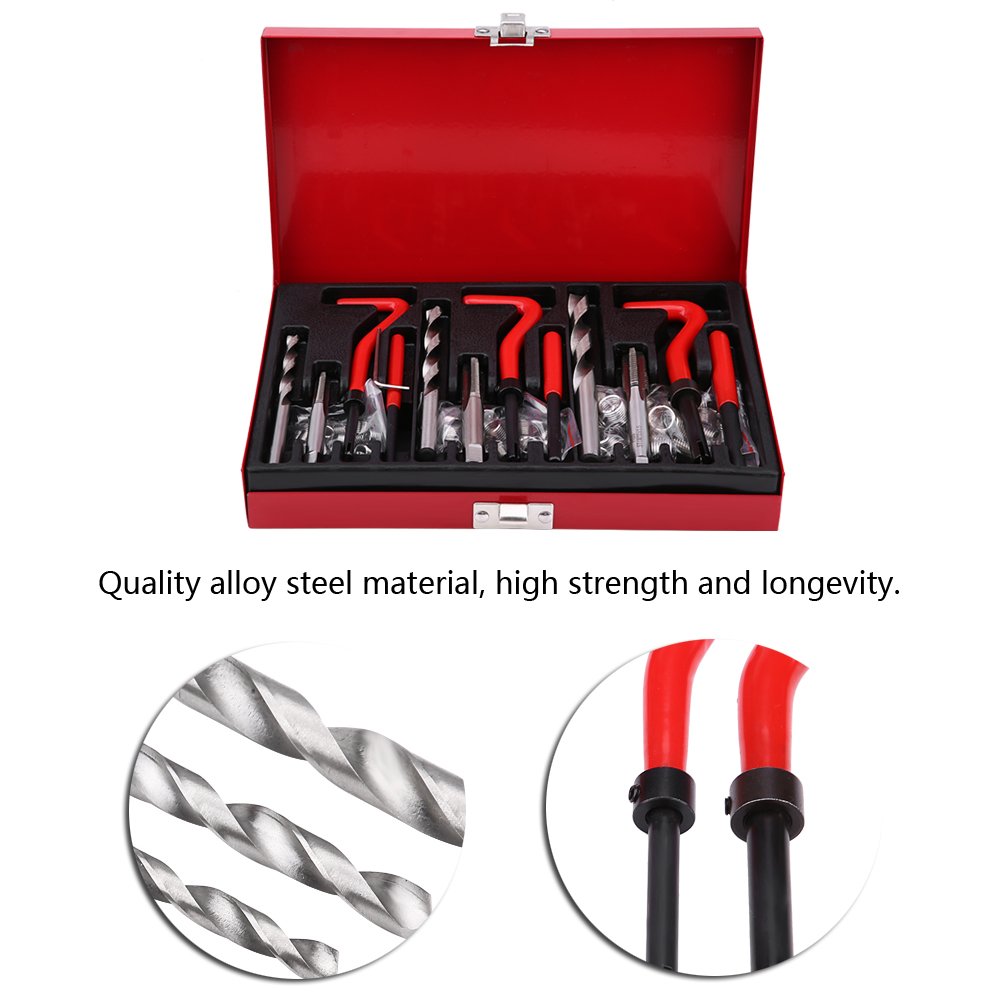 Kit di strumenti per la riparazione del filo da 88 pezzi M6 M8 M10 Set di inserti per trapano per maschi per la riparazione automobilistica del motore